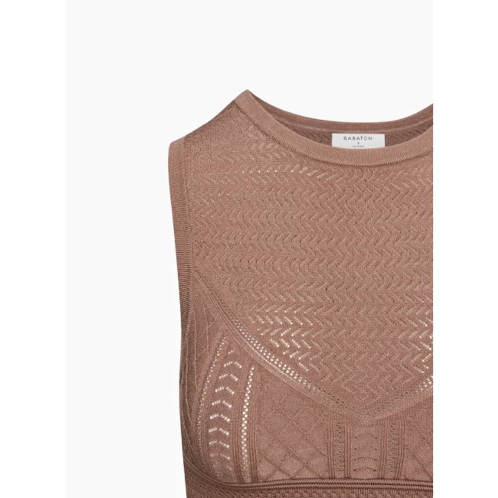 Babaton Aritzia Pointelle Cropped Sweater Tank Size Small in Deep Taupe - Picture 3 of 12